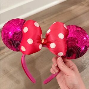 Disney Pink Sequin Minnie Mouse Ears Headband Mickey/Minnie Ears Disneyland